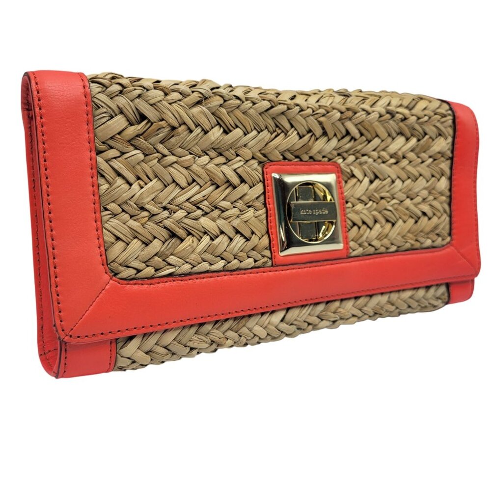Kate Spade Folly Beach Makenzi Sea Grass Clutch Purse Woven Natural 11"x6.5" - Picture 2 of 12